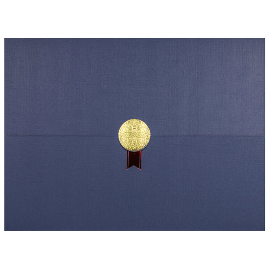 St. James® Porte-certificats/Couvertures de documents/Porte-diplômes, Bleu marine, Sceau d'or avec ruban rouge unique, Paquet de 5, 83838