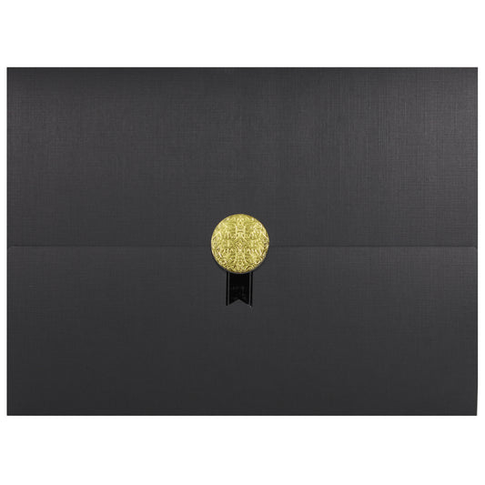 St. James® Porte-certificats/Couvertures de documents/Porte-diplômes, Noir, Sceau d'or avec ruban noir unique, Paquet de 5, 83840