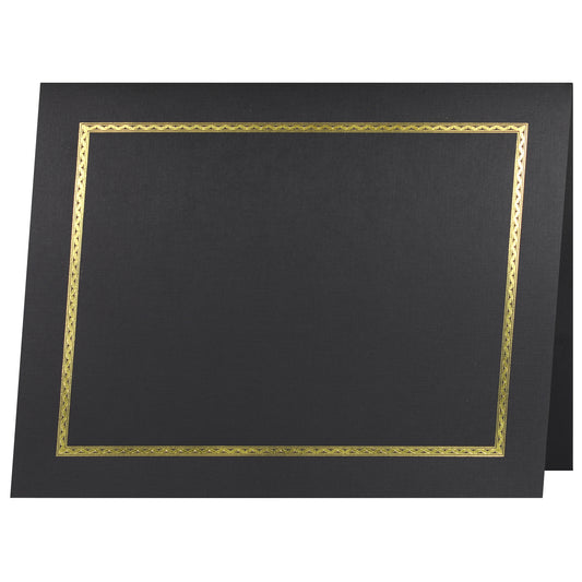 St. James® Certificate Holders/Document Covers/Diploma Holders, Black, Gold Foil Border, Linen Finish, Pack of 5, 83848