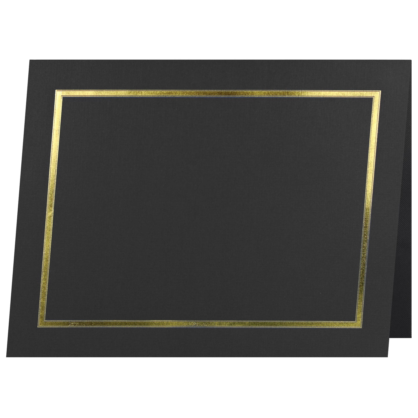 Porte-certificats/couvertures de documents/porte-diplômes St. James®, noir, bordure en feuille d'or, finition lin, paquet de 5, 83852