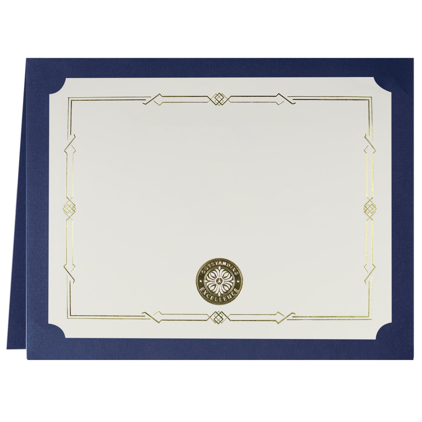 St. James® Porte-certificats/Couvertures de documents/Porte-diplômes, Bleu marine, Bordure en feuille d'or, Finition lin, Paquet de 5, 83803