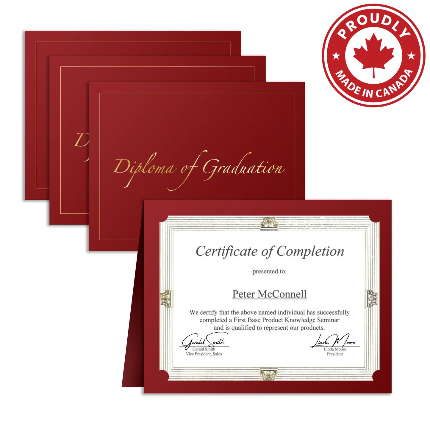 St. James® Premium Diploma of Graduation Certificate Holder, Gold Foil Border, 8.5 x 11" Document Folder, Burgundy Red, Pack of 10, 50839