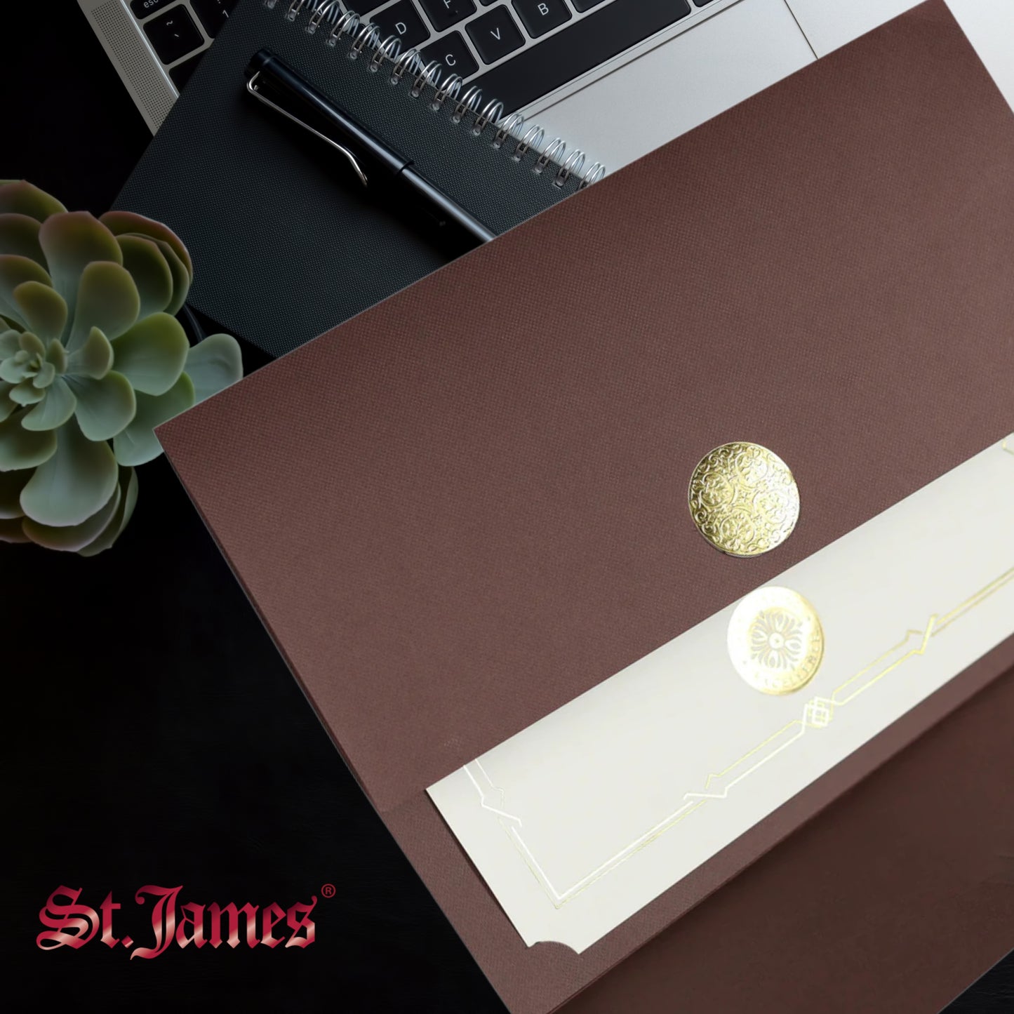 St. James® Certificate Holders/Document Covers/Diploma Holders, Brown, Gold Award Seal with Blue Ribbon, Pack of 5, 83826