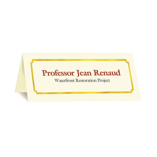 Cartes de placement classiques St. James® Overtures®, ivoire, feuille d'or, pliées à 1¾ x 4¼", paquet de 60, 71456