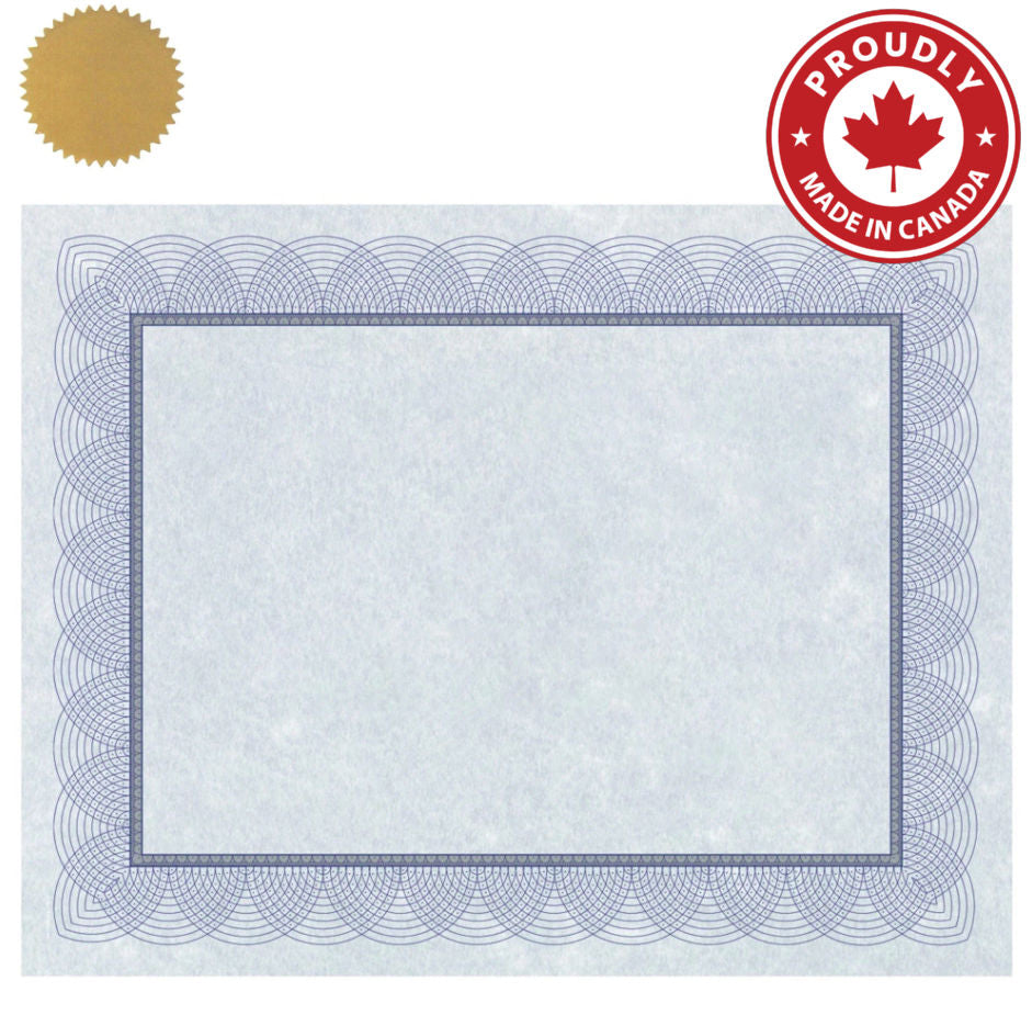 St. James® Certificates, 24 lb Paper, Regent Blue w/ Gold Seals, Pack of 25, 83402