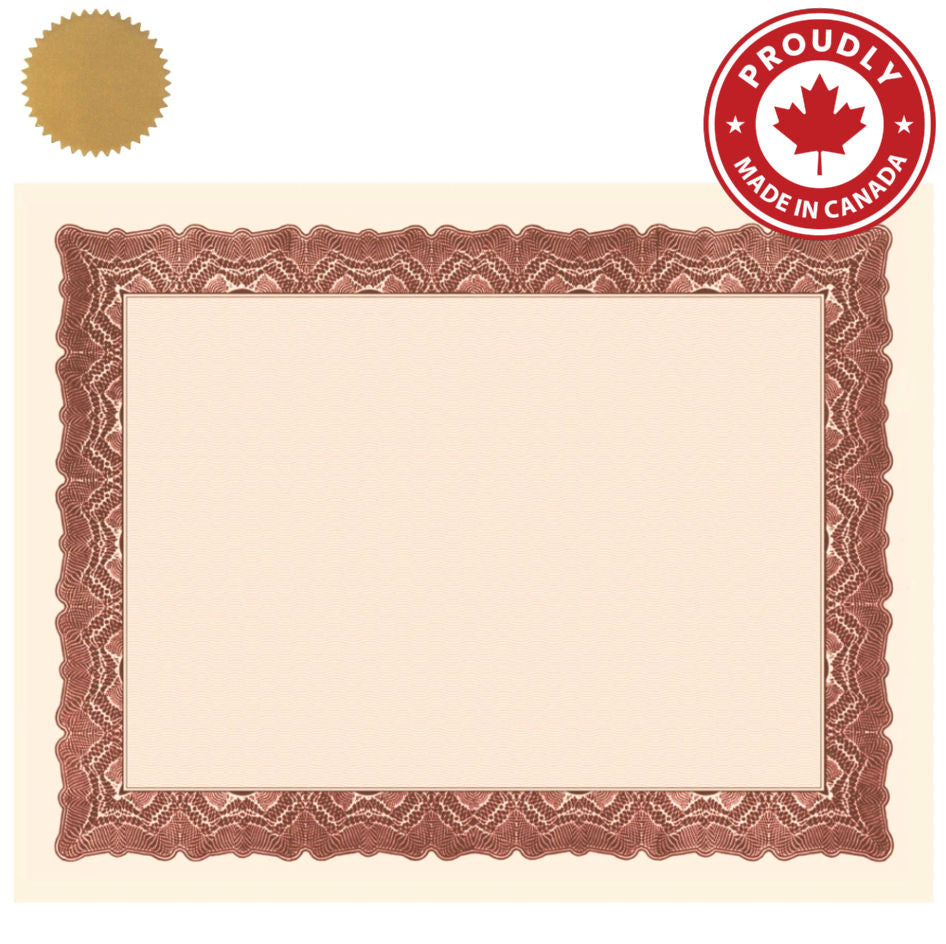 St. James® Certificates, 24 lb Paper, Gioche Red w/ Gold Seals, Pack of 25, 83404