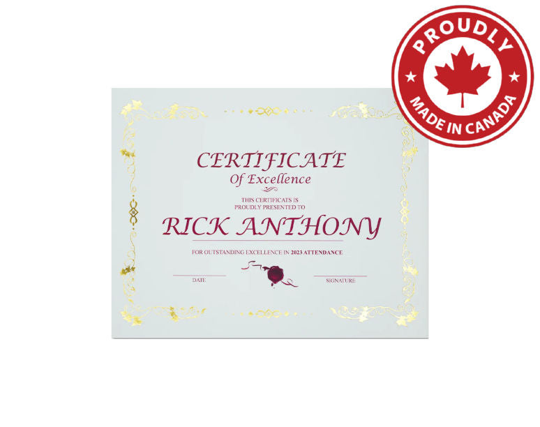 St. James® Premium Weight Certificates, Laurel Design, Gold Foil, Ivory, 65 lb, 8.5 x 11", Pack of 15, 83406