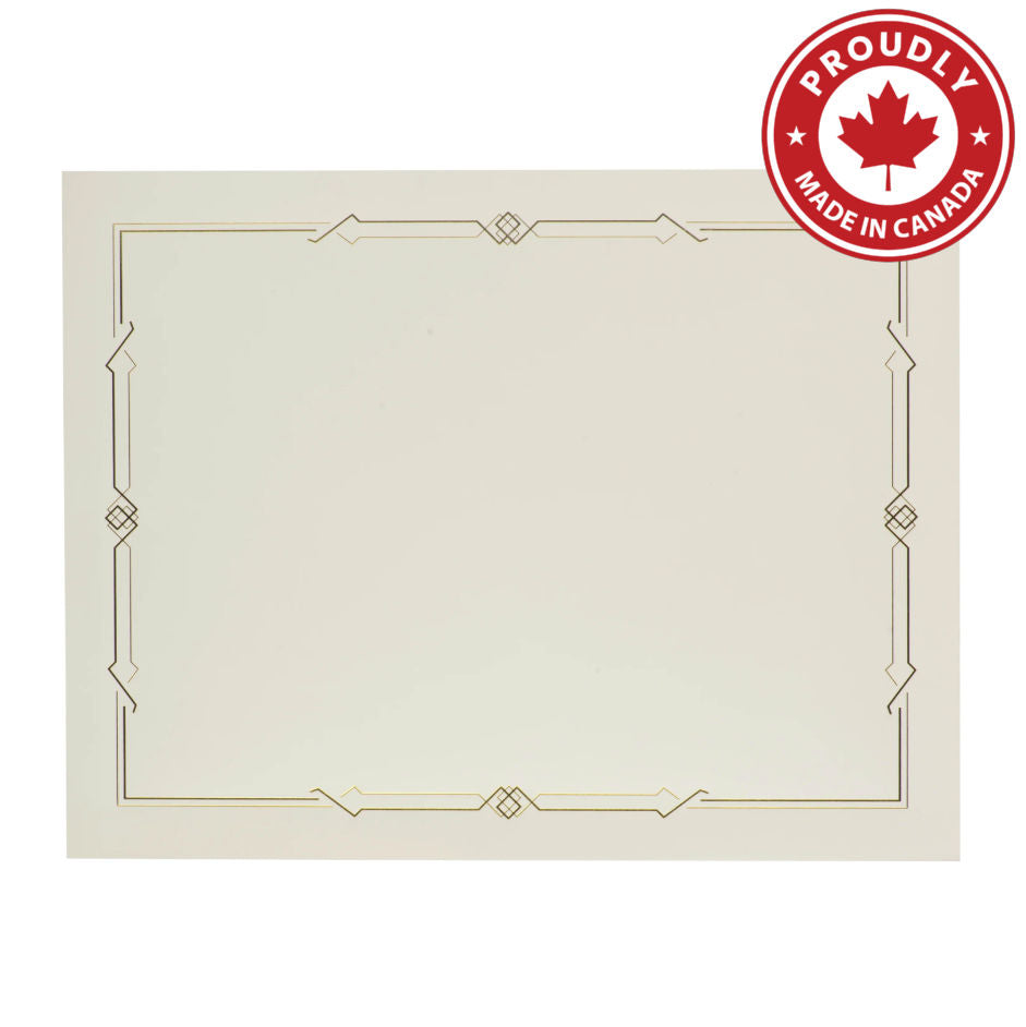 St. James® Premium Weight Certificates, Gatsby Design, Gold Foil, Ivory, 65 lb, 8.5 x 11", Pack of 15, 83407