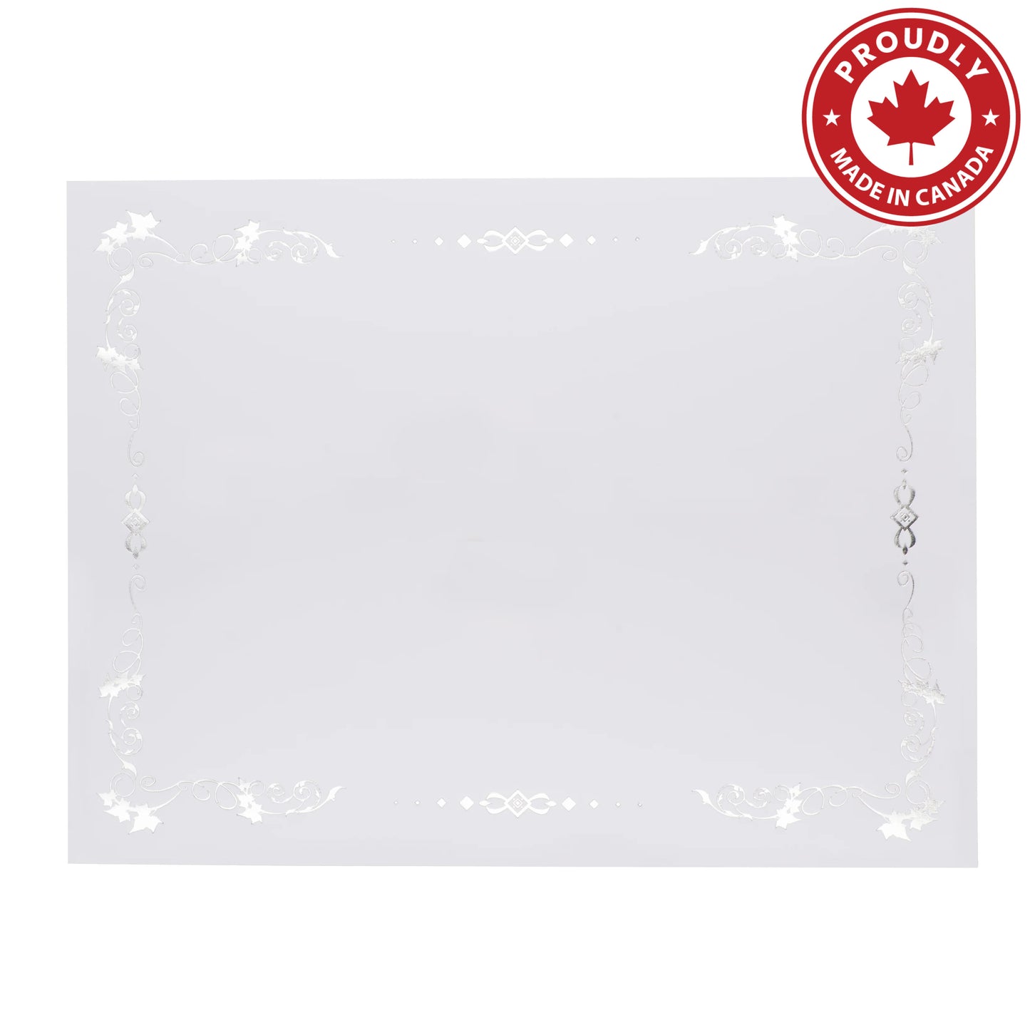 St. James® Premium Weight Certificates, Laurel Design, Silver Foil, White, 65 lb, 8.5 x 11", Pack of 15, 83422