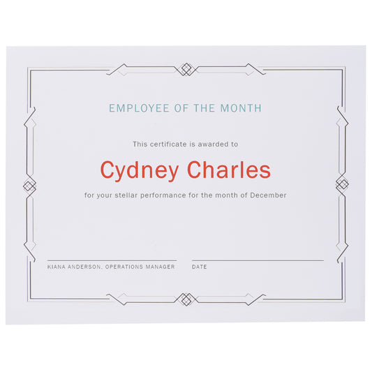 St. James® Premium Weight Certificates, Gatsby Design, Silver Foil, White, 65 lb, 8.5 x 11", Pack of 15, 83423