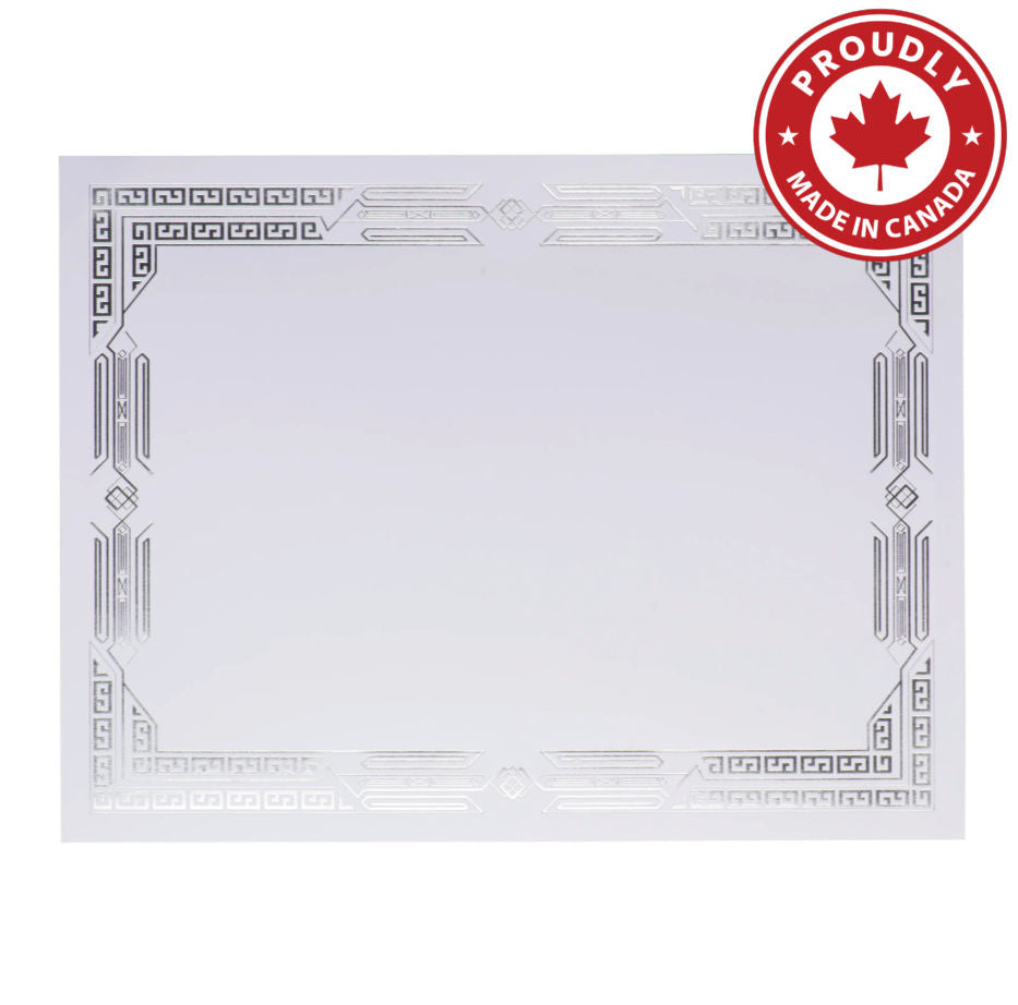 St. James® Premium Weight Certificates, Jazz Design, Silver Foil, White, 65 lb, 8.5 x 11", Pack of 15, 83424