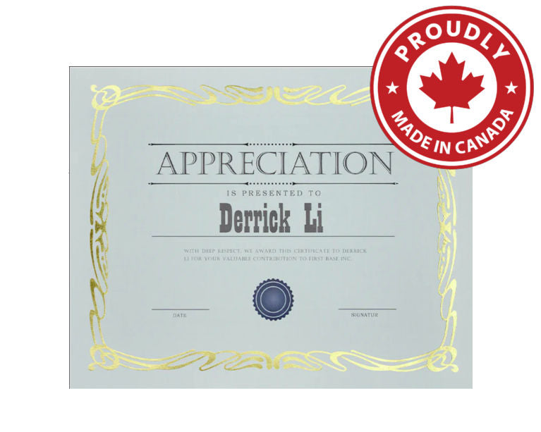 St. James® Elite™ Certificates, Natural Linen with Deco Gold Foil Design, Pack of 12, 83429