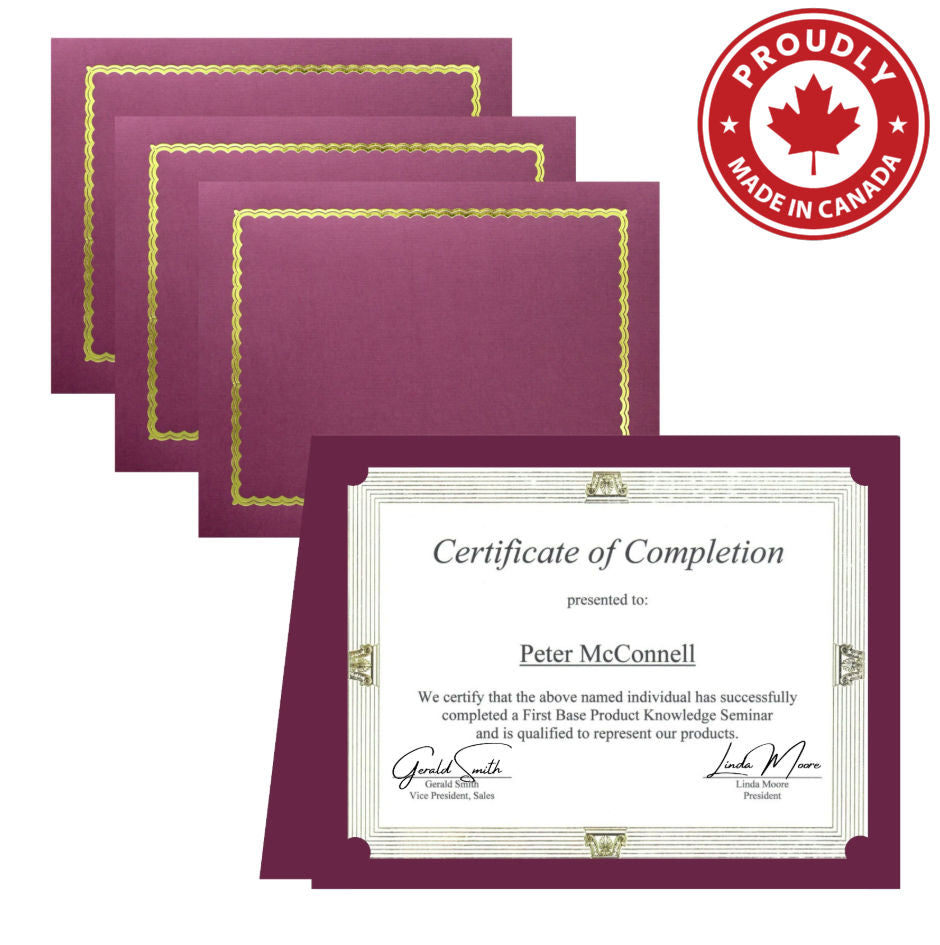 St. James® Classic Linen Certificate Holders with Gold Foil, Burgundy, Pack of 5, 83433