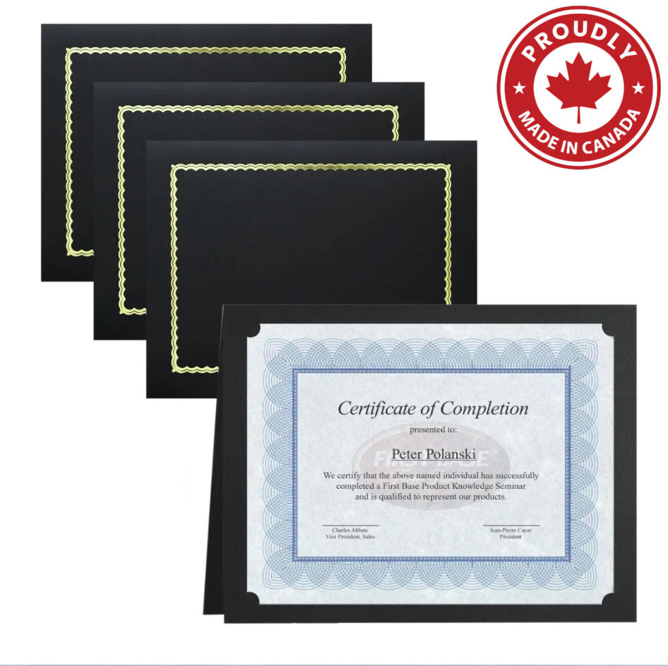 St. James® Classic Linen Certificate Holders with Gold Foil, Black, Pack of 5, 83464