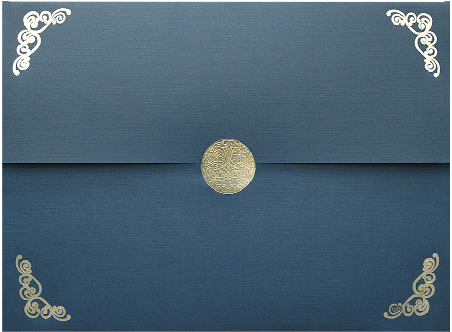 Porte-certificats St. James® Elite™ Medallion Fold, lin, bleu marine avec médaillon argenté, paquet de 5, 83536