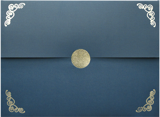 Porte-certificats St. James® Elite™ Medallion Fold, lin, bleu marine avec médaillon argenté, paquet de 5, 83536