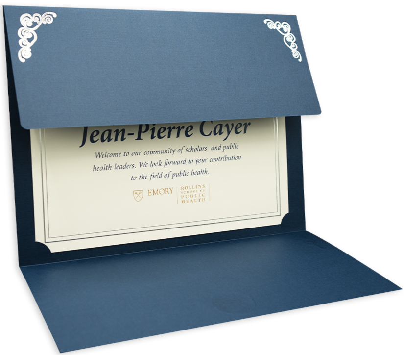 Porte-certificats St. James® Elite™ Medallion Fold, lin, bleu marine avec médaillon argenté, paquet de 5, 83536