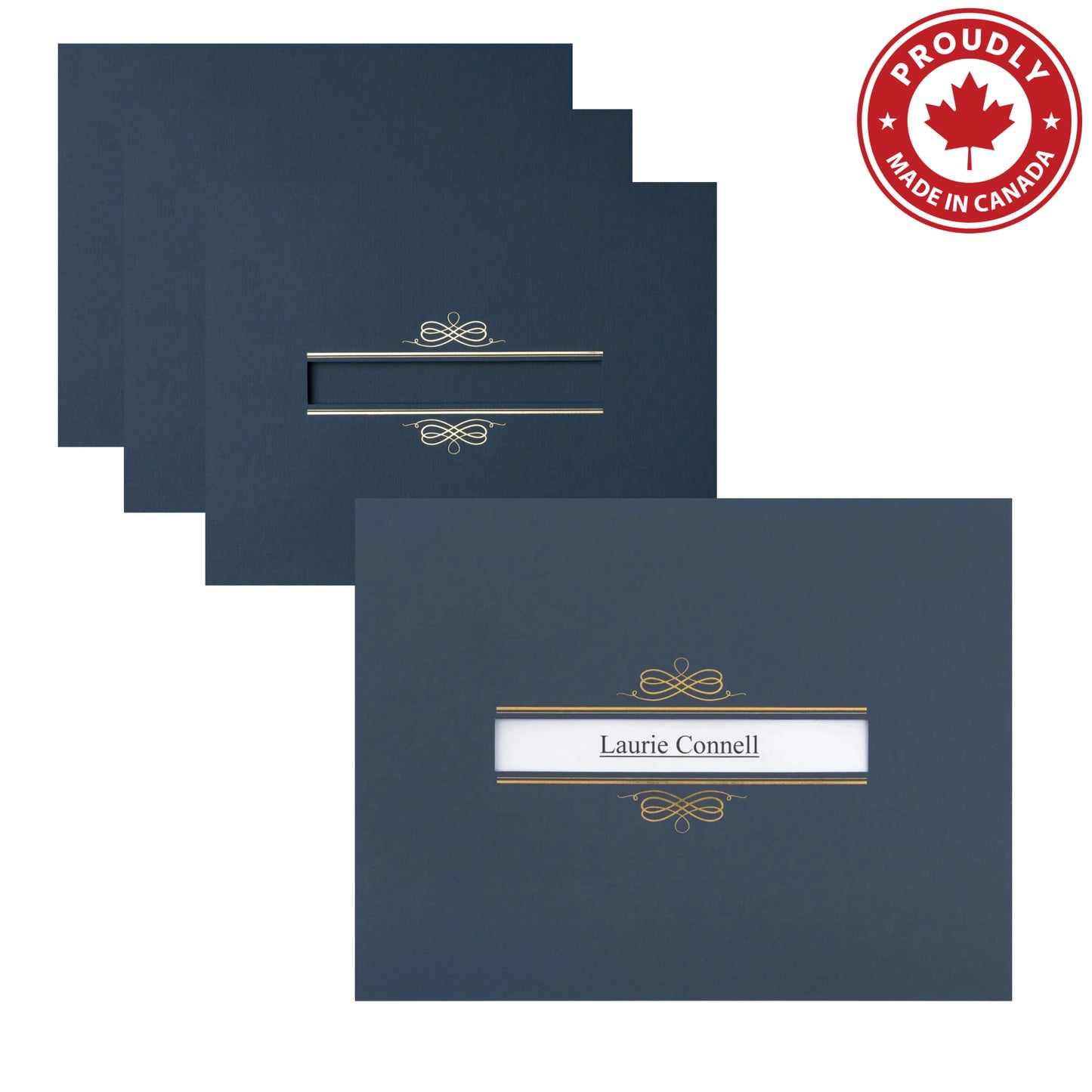 St. James® Certificate Holders with Window, Linen, Navy Blue, Pack of 5, 83538