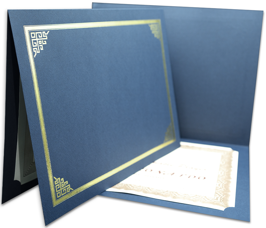 St. James® Certificate Holders/Document Covers/Diploma Holders, Navy Blue, Gold Foil Border, Linen Finish, Pack of 5, 83803