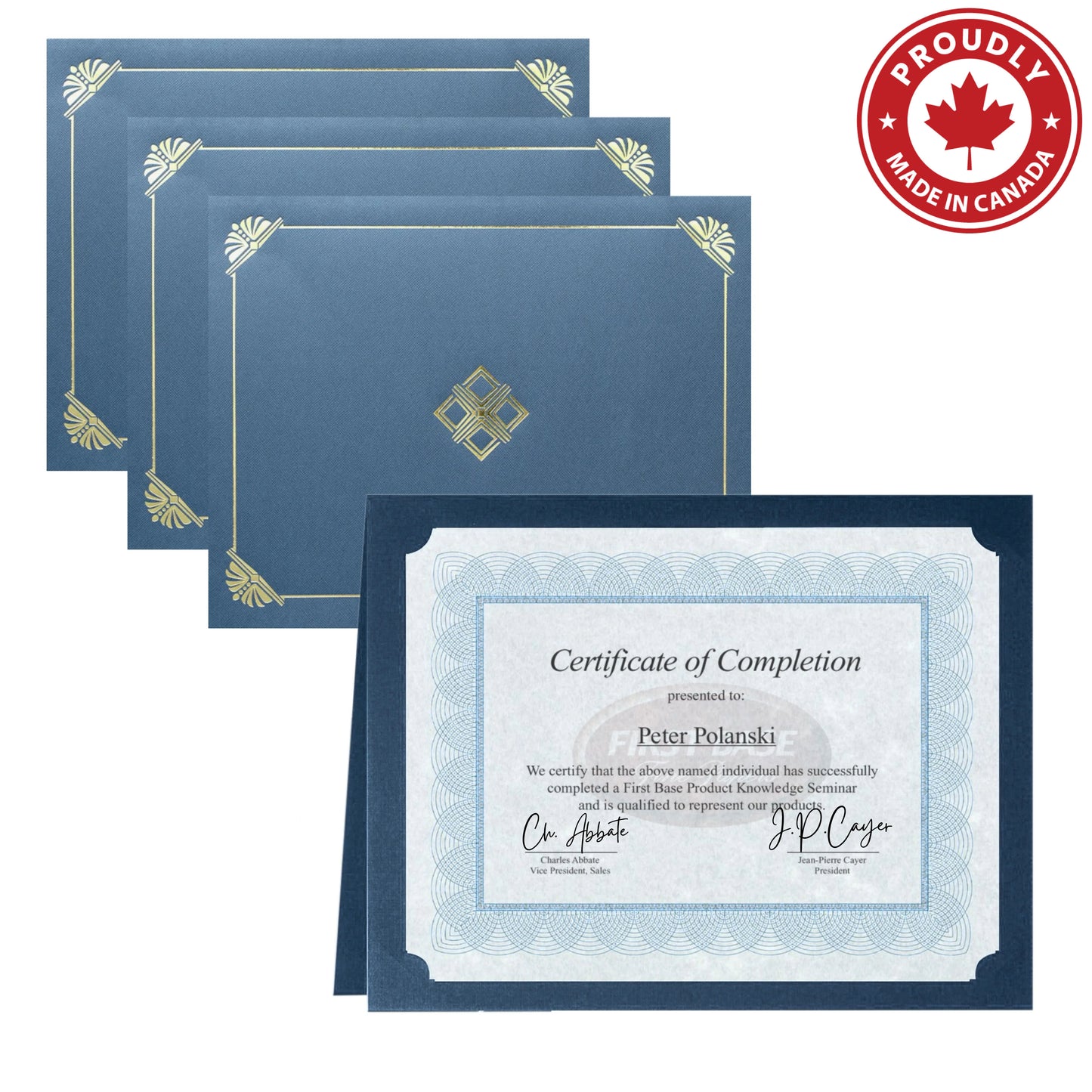 St. James® Certificate Holders/Document Covers/Diploma Holders, Navy Blue, Gold Foil, Linen Finish, Pack of 5, 83809