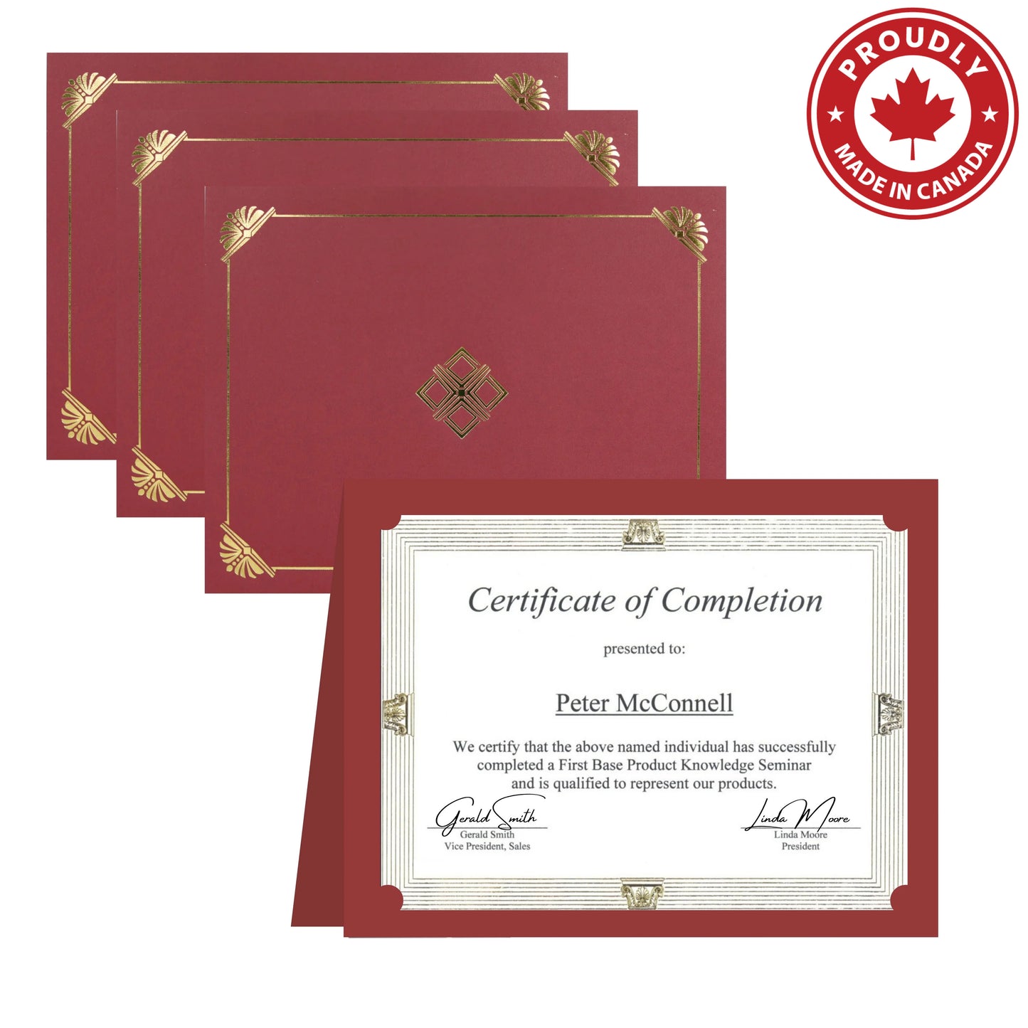 St. James® Certificate Holders/Document Covers/Diploma Holders, Red, Gold Foil, Linen Finish, Pack of 5, 83812