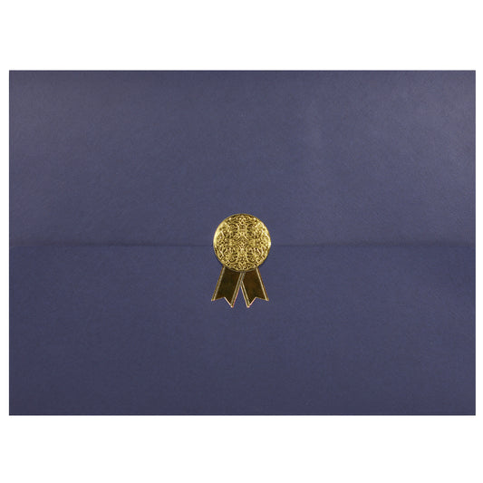 St. James® Porte-certificats/Couvertures de documents/Porte-diplômes, Bleu marine, Sceau de récompense doré avec ruban doré, Paquet de 5, 83816