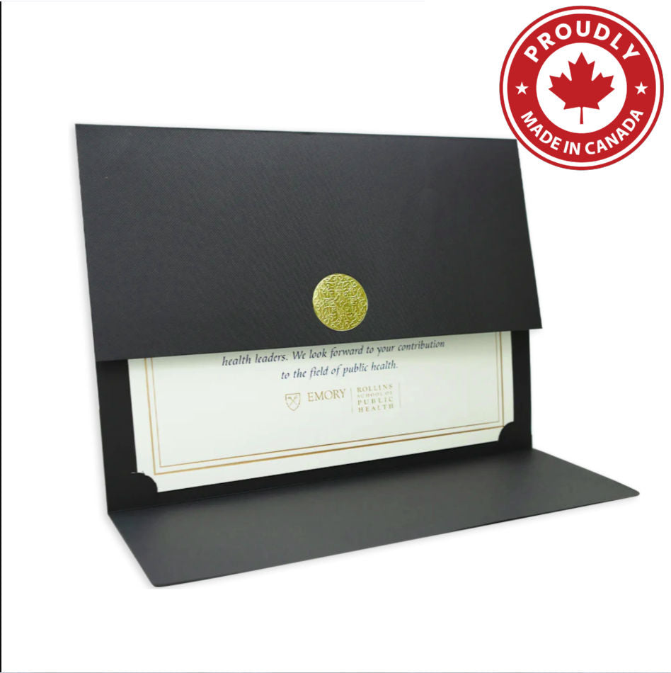 St. James® Certificate Holders / Document Covers/Diploma Holders, Black, Gold Award Seal with Blue Ribbon, Pack of 5, 83820