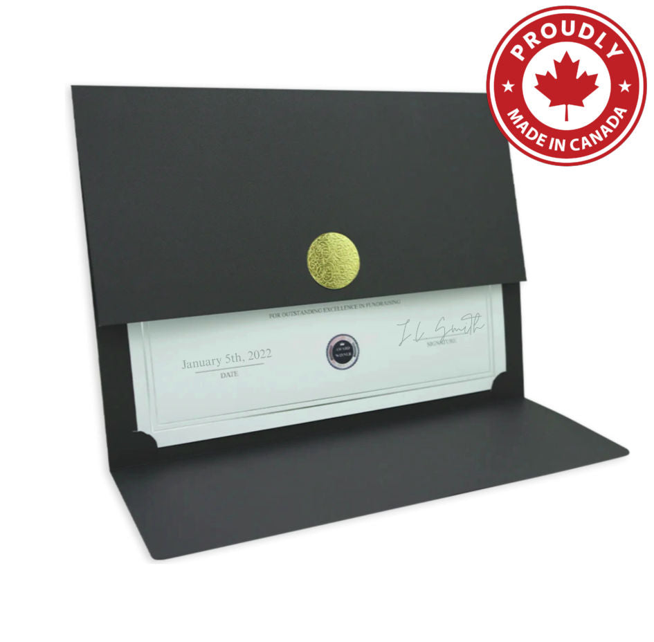 St. James® Certificate Holders/Document Covers/Diploma Holders, Black, Gold Award Seal with Red Ribbon, Pack of 5, 83821