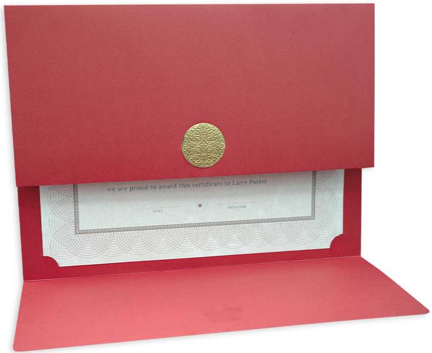 St. James® Certificate Holders/Document Covers/Diploma Holders, Red, Gold Award Seal with Gold Ribbon, Pack of 5, 83831