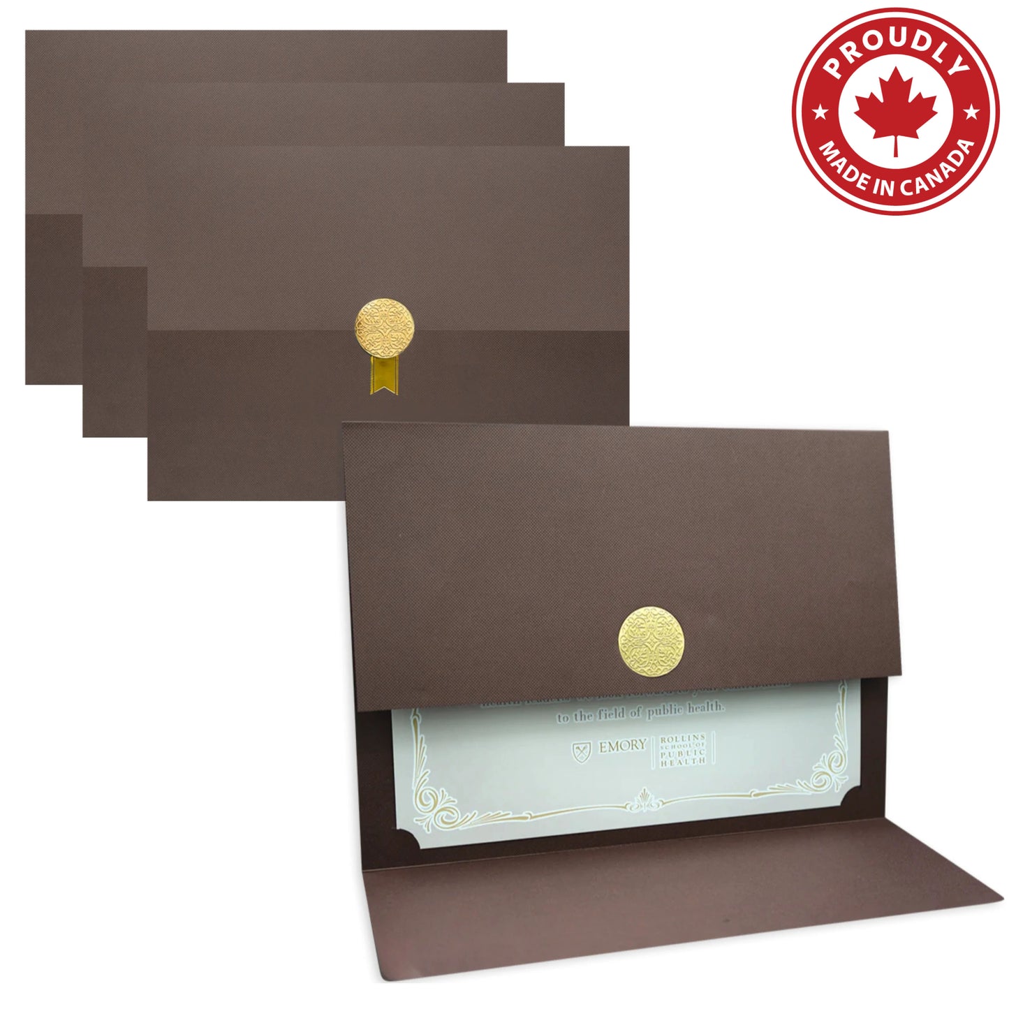 St. James® Certificate Holders/Document Covers/Diploma Holders, Burgundy, Gold Award Seal with Single Gold Ribbon, Pack of 5, 83834