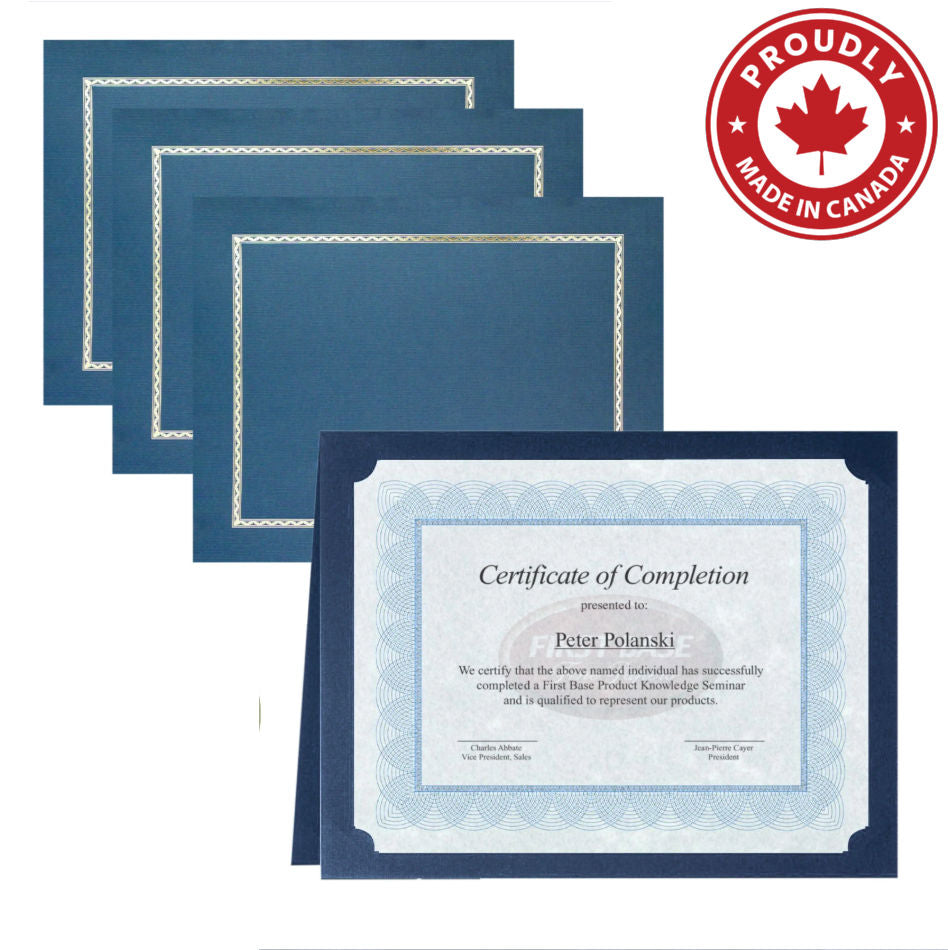 St. James® Certificate Holders/Document Covers/Diploma Holders, Navy Blue, Silver Foil Border, Linen Finish, Pack of 5, 83847
