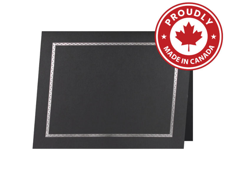 St. James® Certificate Holders/Document Covers/Diploma Holders, Black, Silver Foil Border, Linen Finish, Pack of 5, 83849