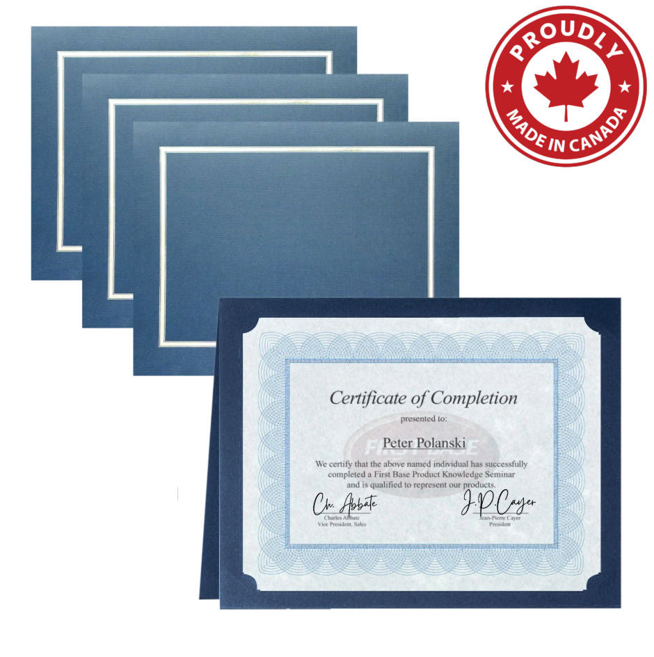 St. James® Certificate Holders/Document Covers/Diploma Holders, Navy Blue, Silver Foil Border, Linen Finish, Pack of 5, 83851