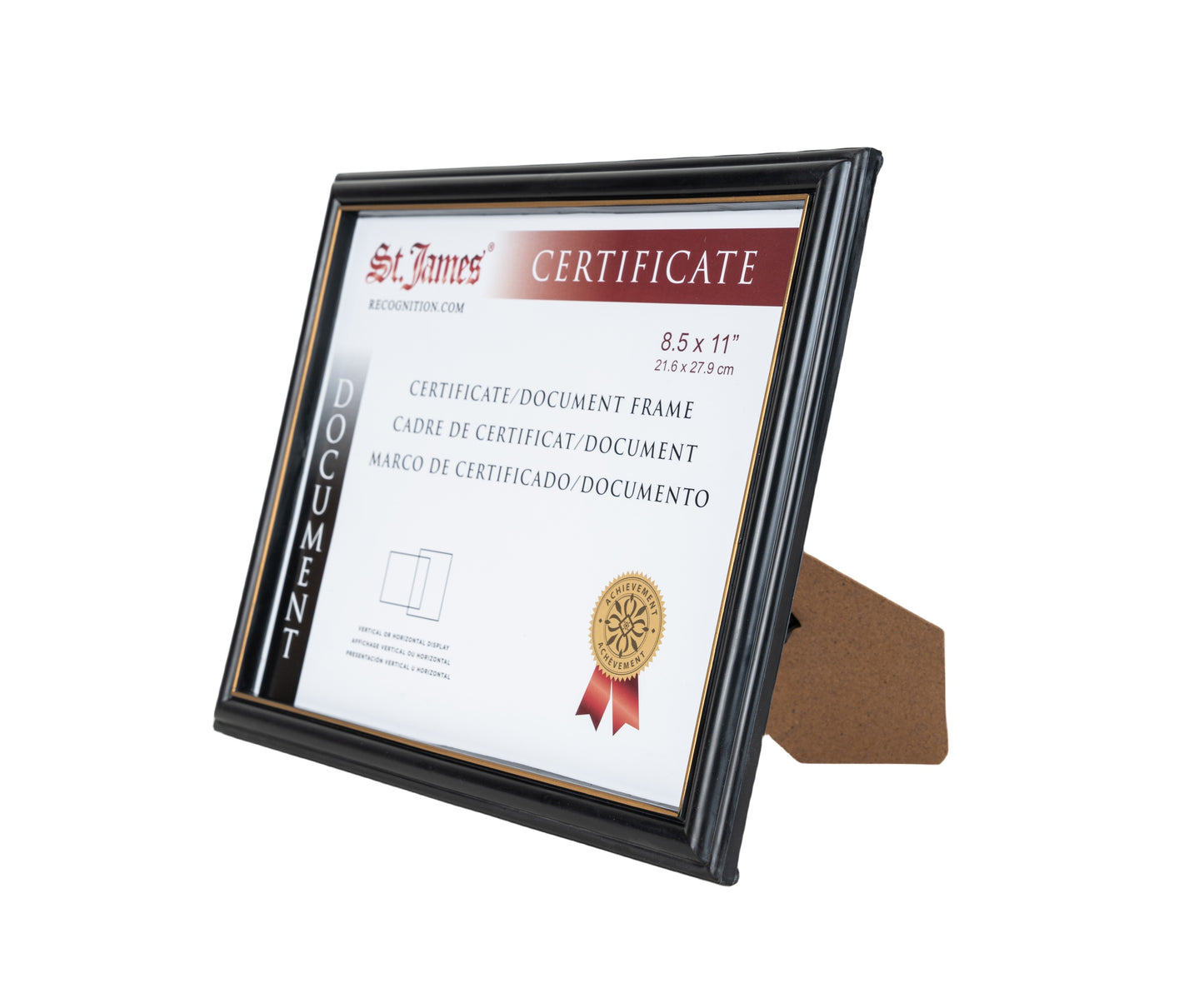 St. James® Certificate/Document/Diploma Frame, 8.5x11", Black with Gold Trim, 83916