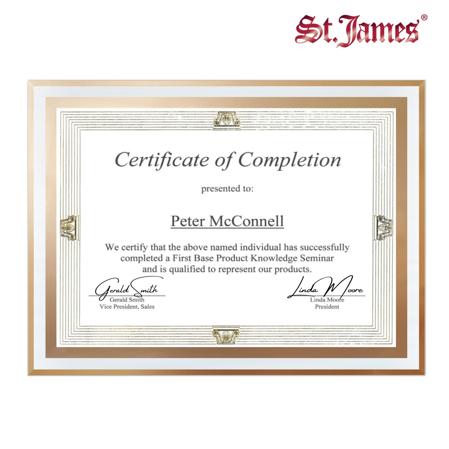 St. James® Certificate/Document/Diploma Glass Frame, 8.5x11", Clean Line Border, Gold Foil, Pack of 2, 83940