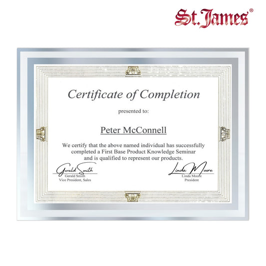 St. James® Certificate/Document/Diploma Glass Frame, 8.5x11", Clean Line Border, Silver Foil, Pack of 2, 83942