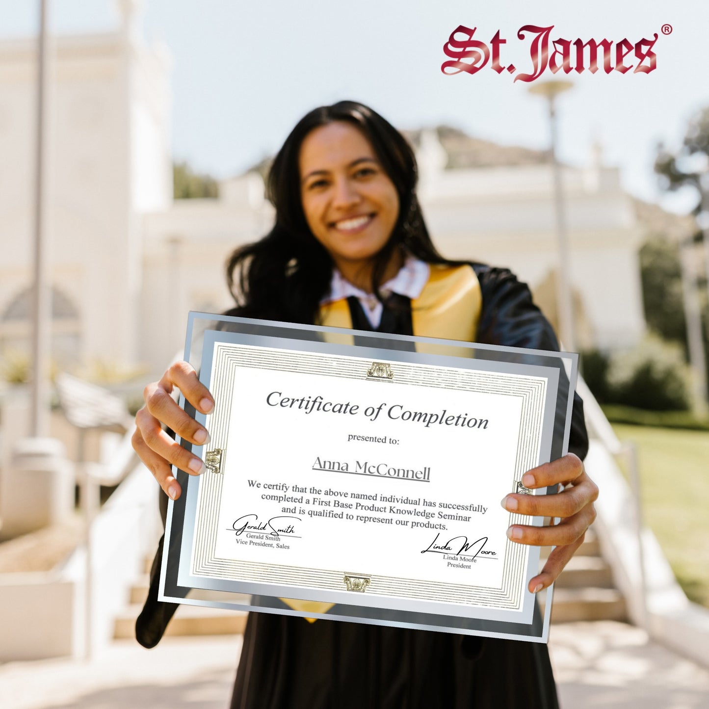 St. James® Certificate/Document/Diploma Glass Frame, 8.5x11", Clean Line Border, Silver Foil, Pack of 2, 83942