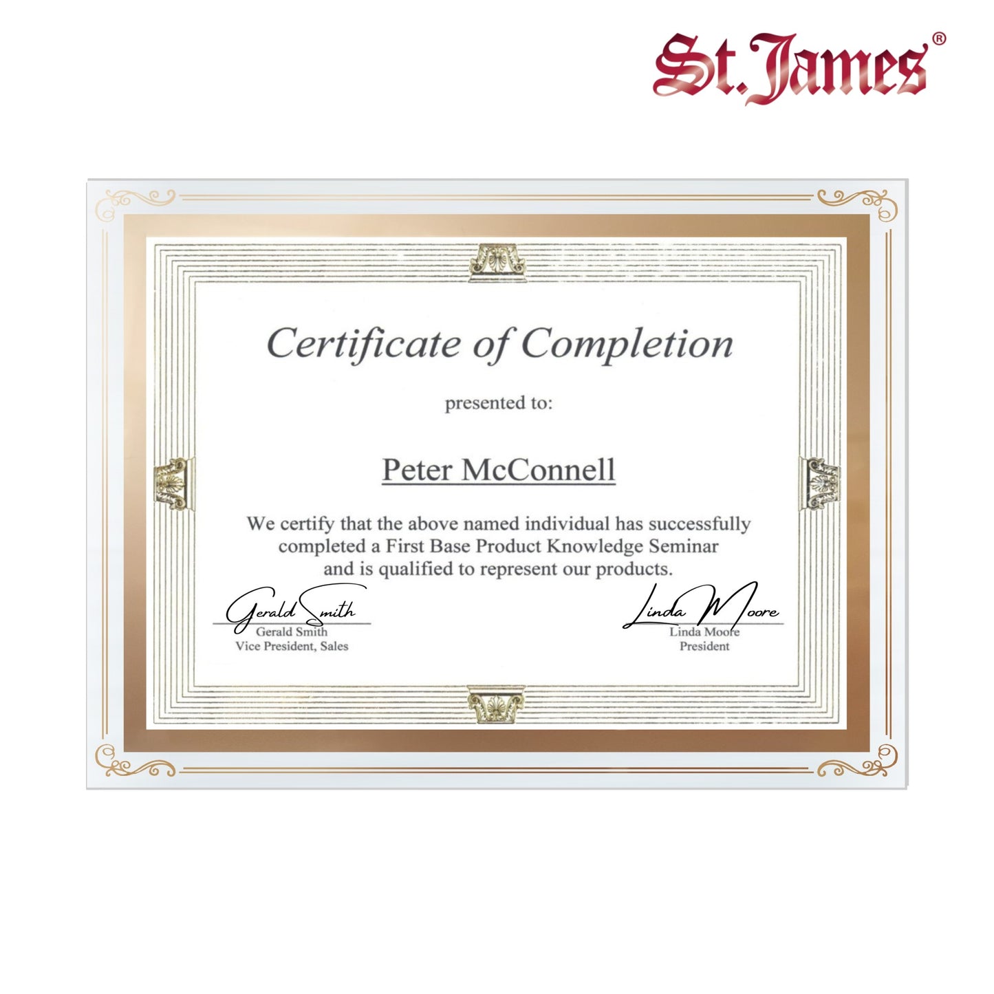 St. James® Certificate/Document/Diploma Glass Frame, 8.5x11", Decorative Border, Gold Foil, Pack of 2, 83944
