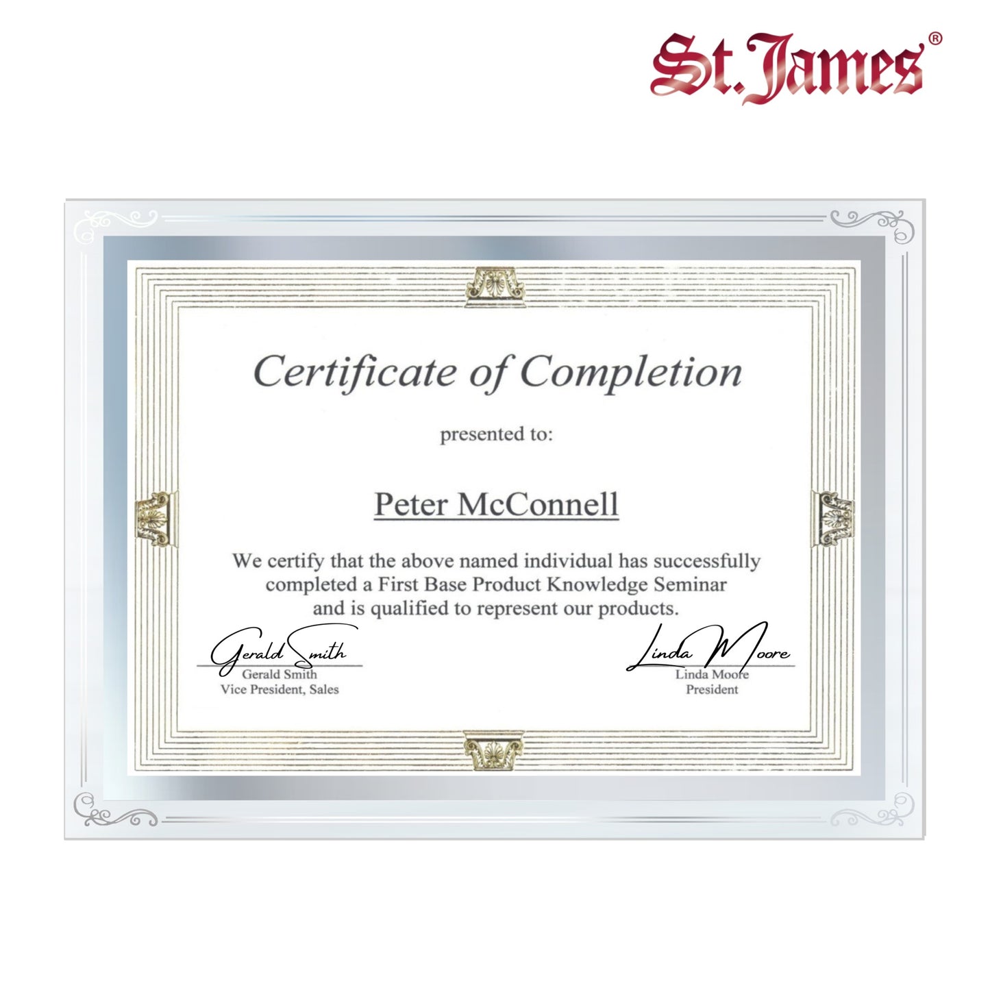 St. James® Certificate/Document/Diploma Glass Frame, 8.5x11", Decorative Border, Silver Foil, Pack of 2, 83946
