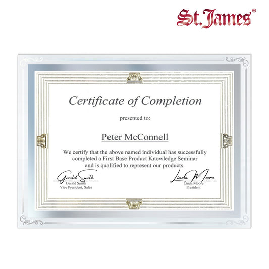 St. James® Certificate/Document/Diploma Glass Frame, 8.5x11", Decorative Border, Silver Foil, Pack of 2, 83946