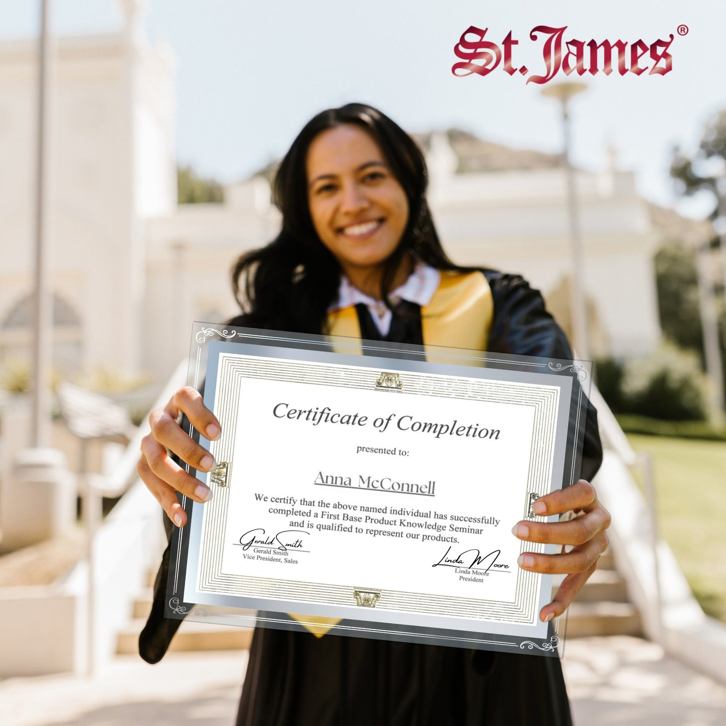 St. James® Certificate/Document/Diploma Glass Frame, 8.5x11", Decorative Border, Silver Foil, Pack of 2, 83946