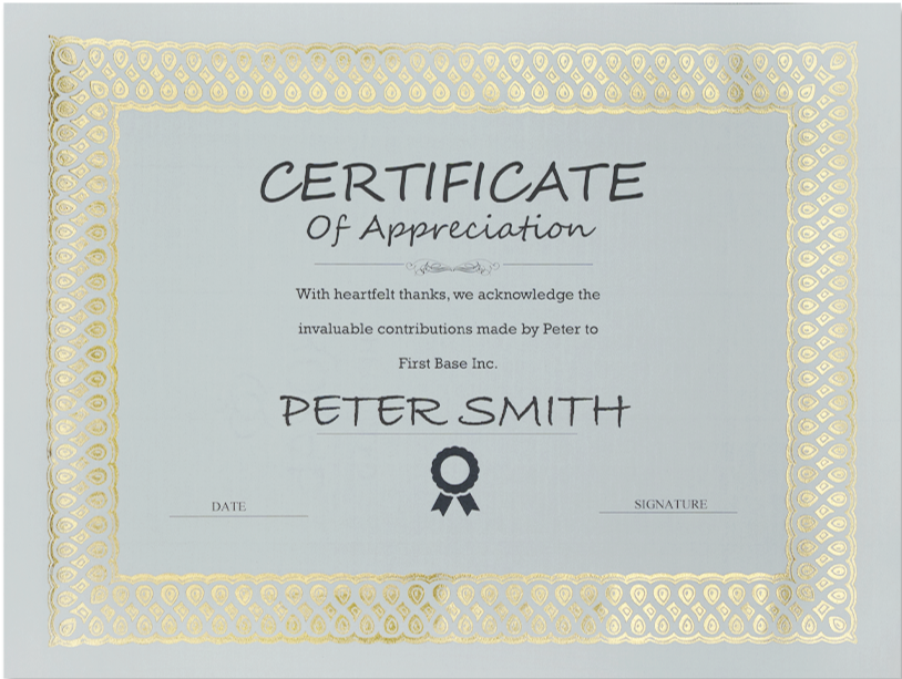 St. James® Elite™ Certificates, Natural Linen with Classic Gold Foil Design, Pack of 100, 83510