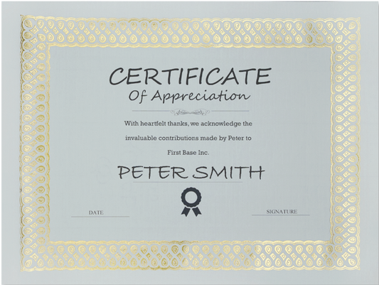 St. James® Elite™ Certificates, Natural Linen with Classic Gold Foil Design, Pack of 12, 83428