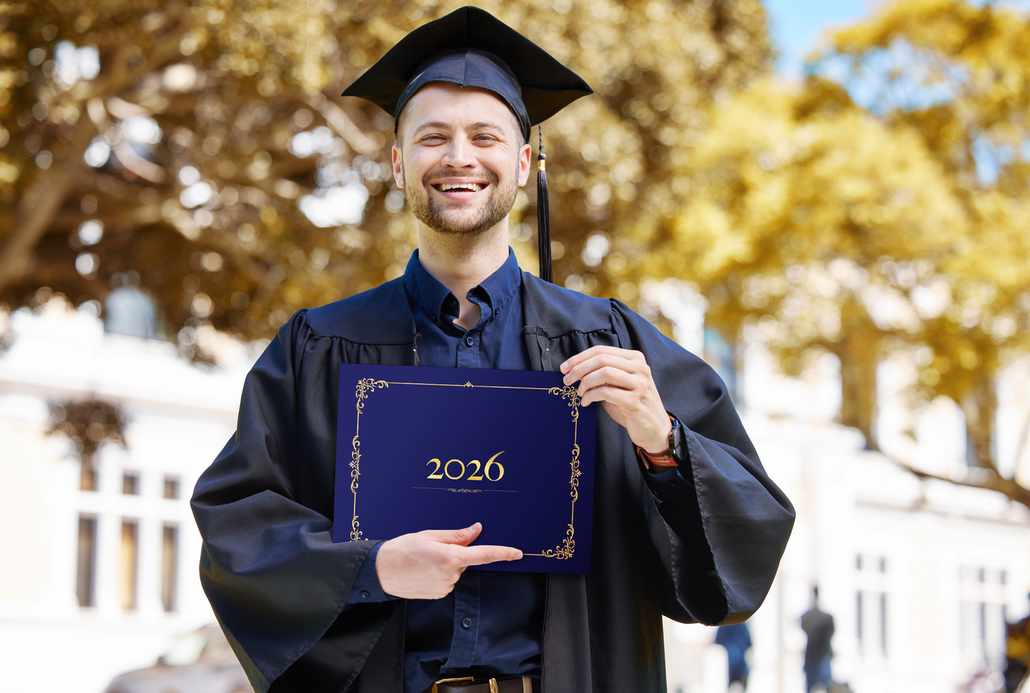 St. James® Premium Certificate Holder, Elegant Gold Foil Border, 8.5 x 11" Document Folder, Navy Blue, Pack of 10, 27461