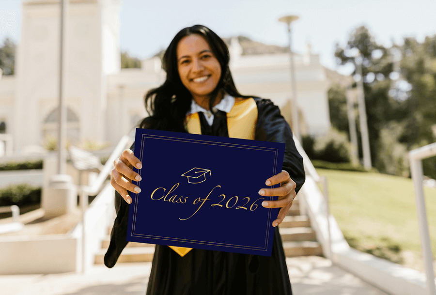 St. James® Premium Certificate Holder, “Class of 2026” Gold Foil Graduation Design, 8.5 x 11" Document Folder, Navy Blue, Pack of 10, 583274