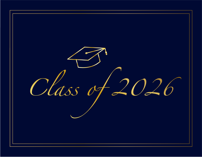 St. James® Premium Certificate Holder, “Class of 2026” Gold Foil Graduation Design, 8.5 x 11" Document Folder, Navy Blue, Pack of 10, 583274