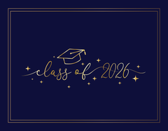 St. James® Class of 2026 Graduation Certificate, Elegant Gold Foil Script with Graduation Cap Design, Navy Blue, Fits 8.5 x 11" Documents, Pack of 10, 68342