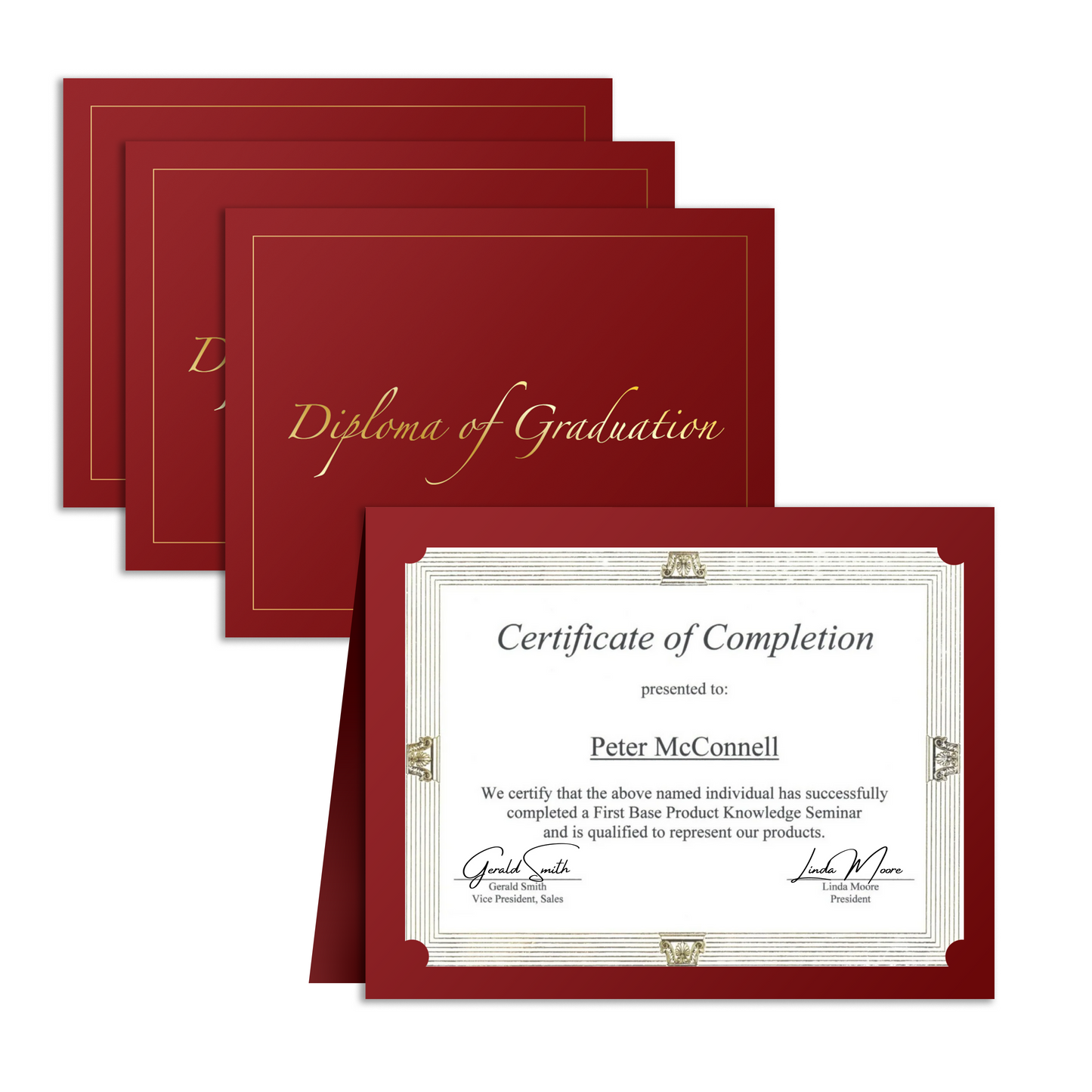 St. James® Premium Diploma of Graduation Certificate Holder, Gold Foil Border, 8.5 x 11" Document Folder, Burgundy Red, Pack of 10, 50839
