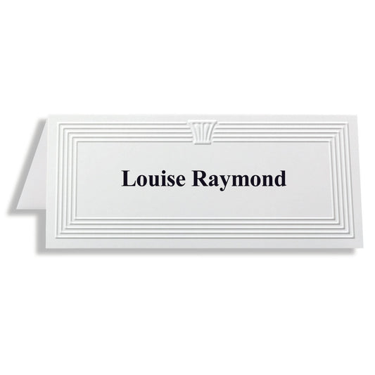 Cartes de placement en relief St. James® Overtures® Capital, blanches, pliées à 1¾ x 4¼", paquet de 60, 71418