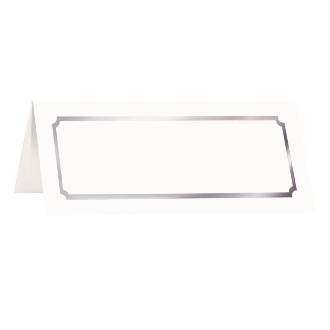 Marque-places classiques St. James® Overtures®, blancs, feuille d'argent, pliés à 1¾ x 4¼", paquet de 60, 71452